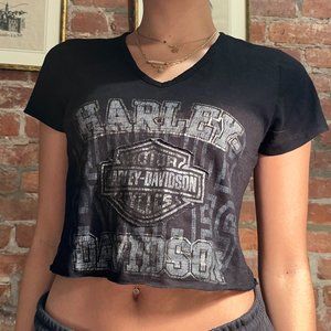 Vintage Black Harley Davidson Crop Top